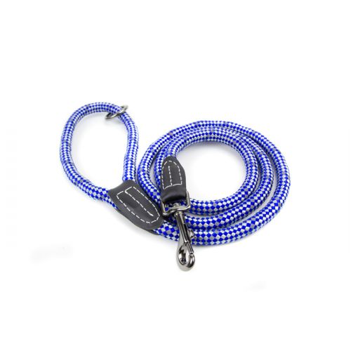 Great&Small Blue/Grey Rope Trigger Lead With Leather