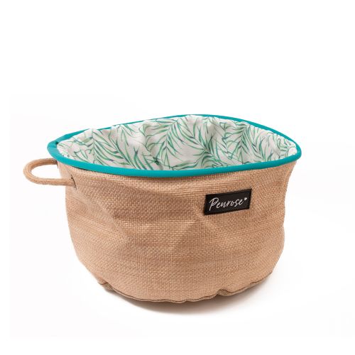Penrose Cat Woven Basket Bed with Botanical Print