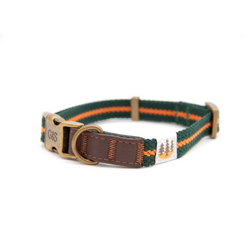 Great&Small Country Woven Dog Collar Green/Orange