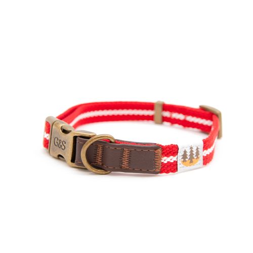 Great&Small Country Woven Dog Collar Red/White