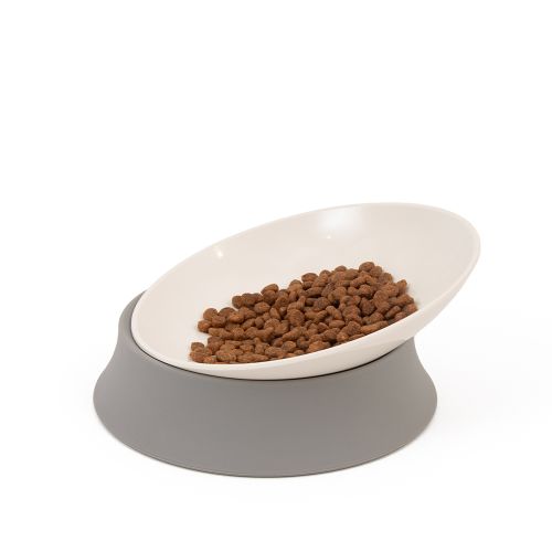 Great&Small Cream Tilted Cat Dish