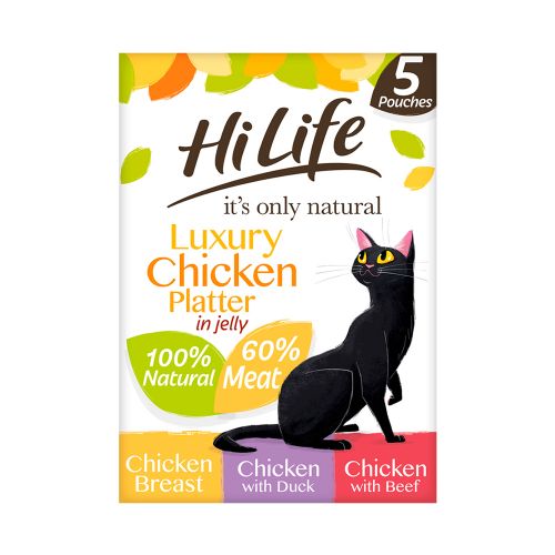 HiLife Its Only Natural Cat Pouch Multipack Luxury Chicken Platter In Jelly 50g