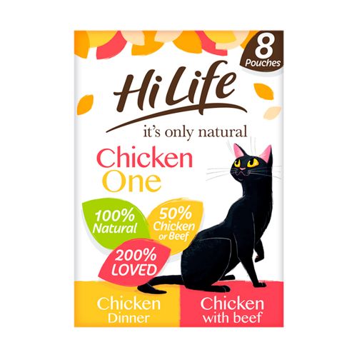 HiLife Its Only Natural Cat Pouch Multipack The Chicken One In Jelly 8 x 70g