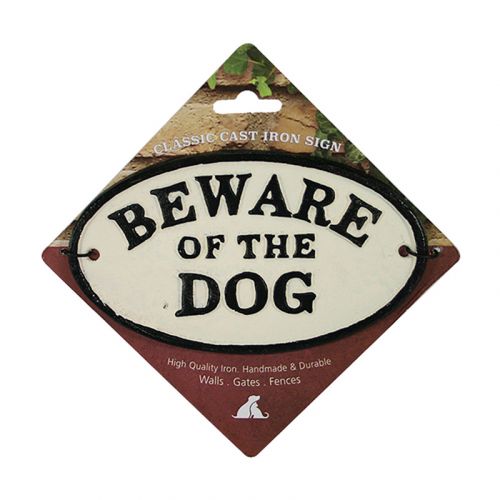 Beware Of The Dog Cast Iron Oval Sign