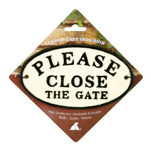 Please Close The Gate Cast Iron Oval Sign