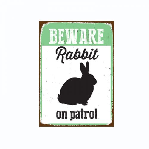 Beware Rabbit On Patrol Tin Sign