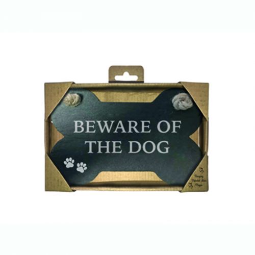 Beware Of The Dog Slate Bone Sign