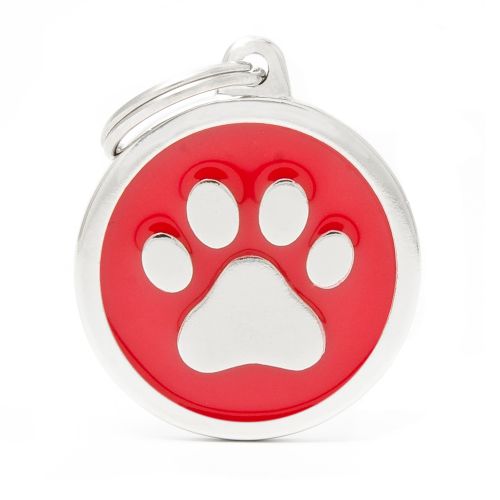 My Family Tag Circle Paw Red