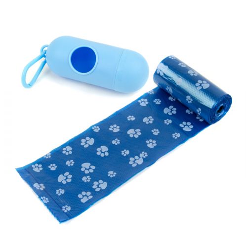 Great&Small Tough Poop Bags Blue Paw Print Dispenser Kit
